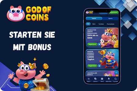 Willkommensbonus im God of Coins Casino mit bis zu 2.500 Euro